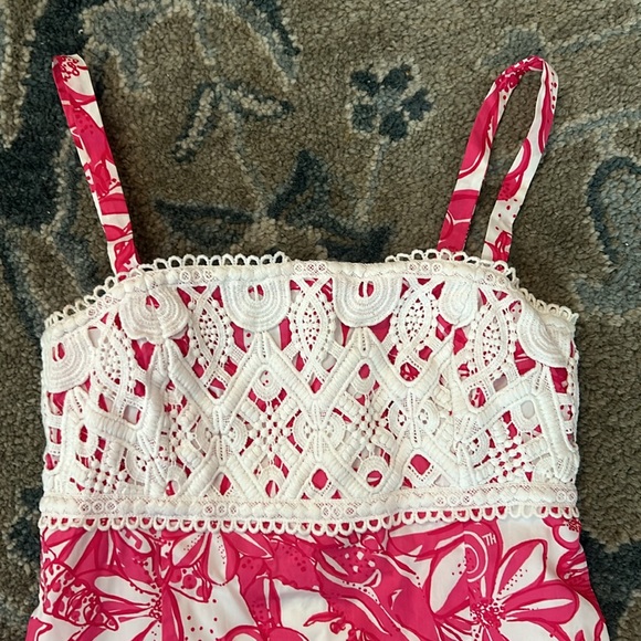 Lilly Pulitzer Hot Pink White Jubilee Lobster Print Crochet Lace Mini Dress - 2 - Picture 4 of 6
